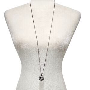 Brighton Retired Love Daisy Intricate Silver Pendant w/Hearts Crystals Necklace